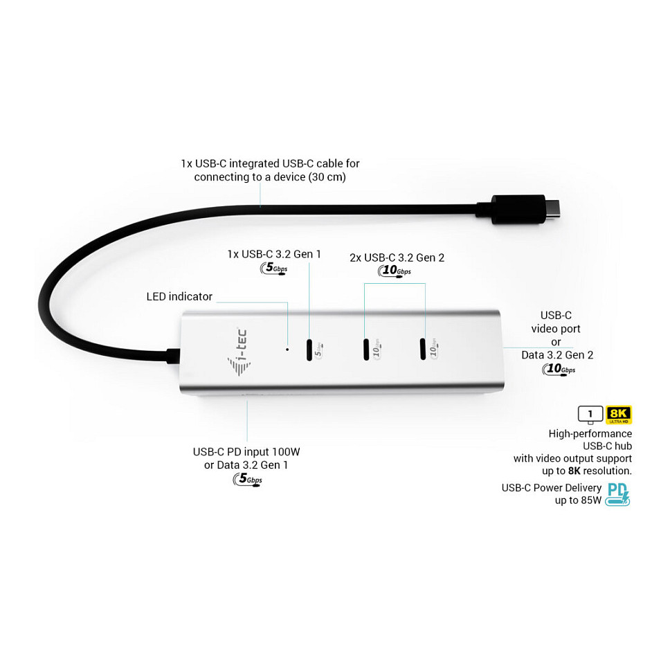 HUB I‑TEC USB-C / 5 Ports - Argjend thumbnail 6
