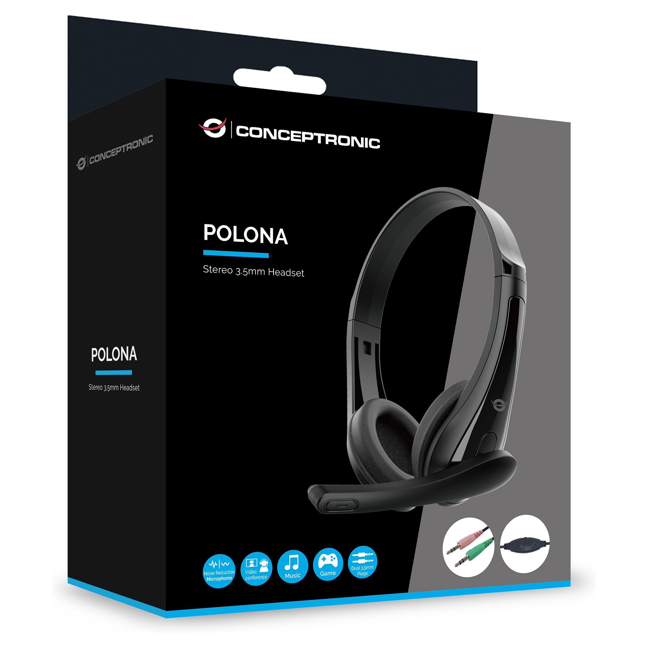 Kufje me kabllo Conceptronic / Stereo On-Ear / 2x 3.5 mm / Mikrofon me reduktim zhurme / 1.8 m – Zezë 7