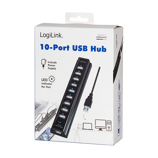 Hub LogiLink UA0096 , 10x USB-A , USB 2.0 , 480Mbps , Furnizim me Energji , 5V, 3.5A - Zezë 7