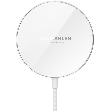 Karikues Wireless Vonmählen Aura Mini, Magnetik, 15W, MagSafe, Qi, USB-C, Kabllo 1.5m - Bardhë