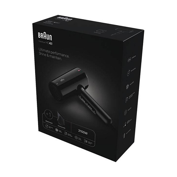 Tharëse për flokë Braun HD 4.1, 2100 W, 3 nivele temperature, 3 shpejtësi, teknologji jonike - Zezë 8