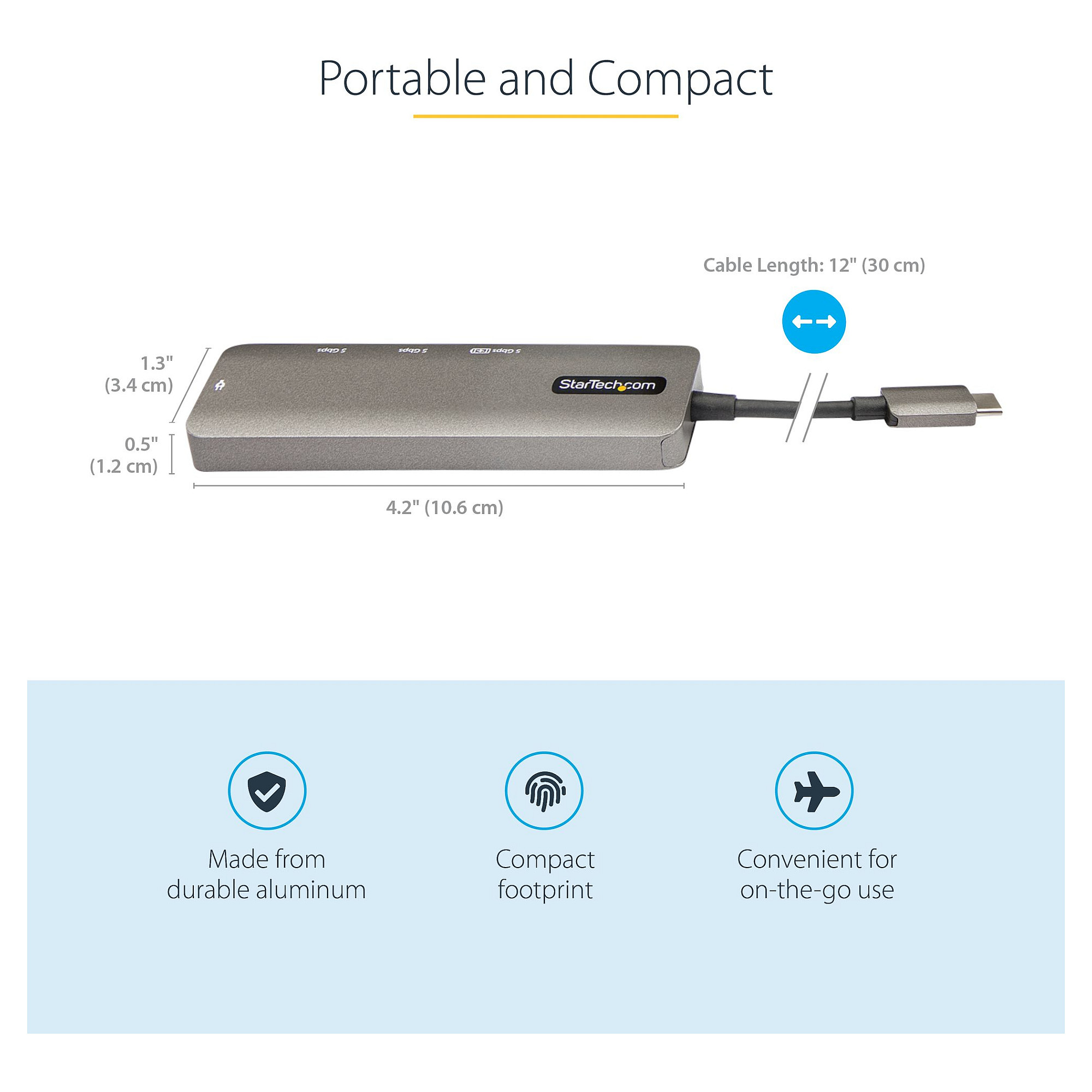 Docking Station StarTech Multiport Adapter / 3xUSB-A / 1xUSB-C / 1xHDMI - Zezë / Gri thumbnail 6