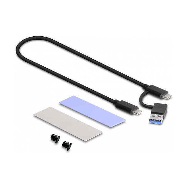 Delock 42019 External M.2 SSD Enclosure / NVMe PCIe + SATA / USB Type-C / 10Gbps / Tool-Free / 2230-2280 7