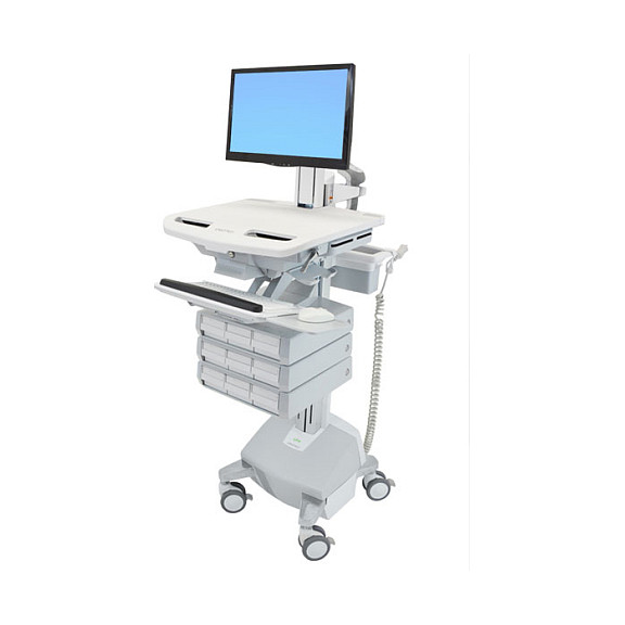 Karrocë Mobile për Monitor Ergotron StyleView Pole Cart 24-818-211, për Monitor deri 24", Kapacitet 6.8 kg, 5 Rrota - Bardhë 9