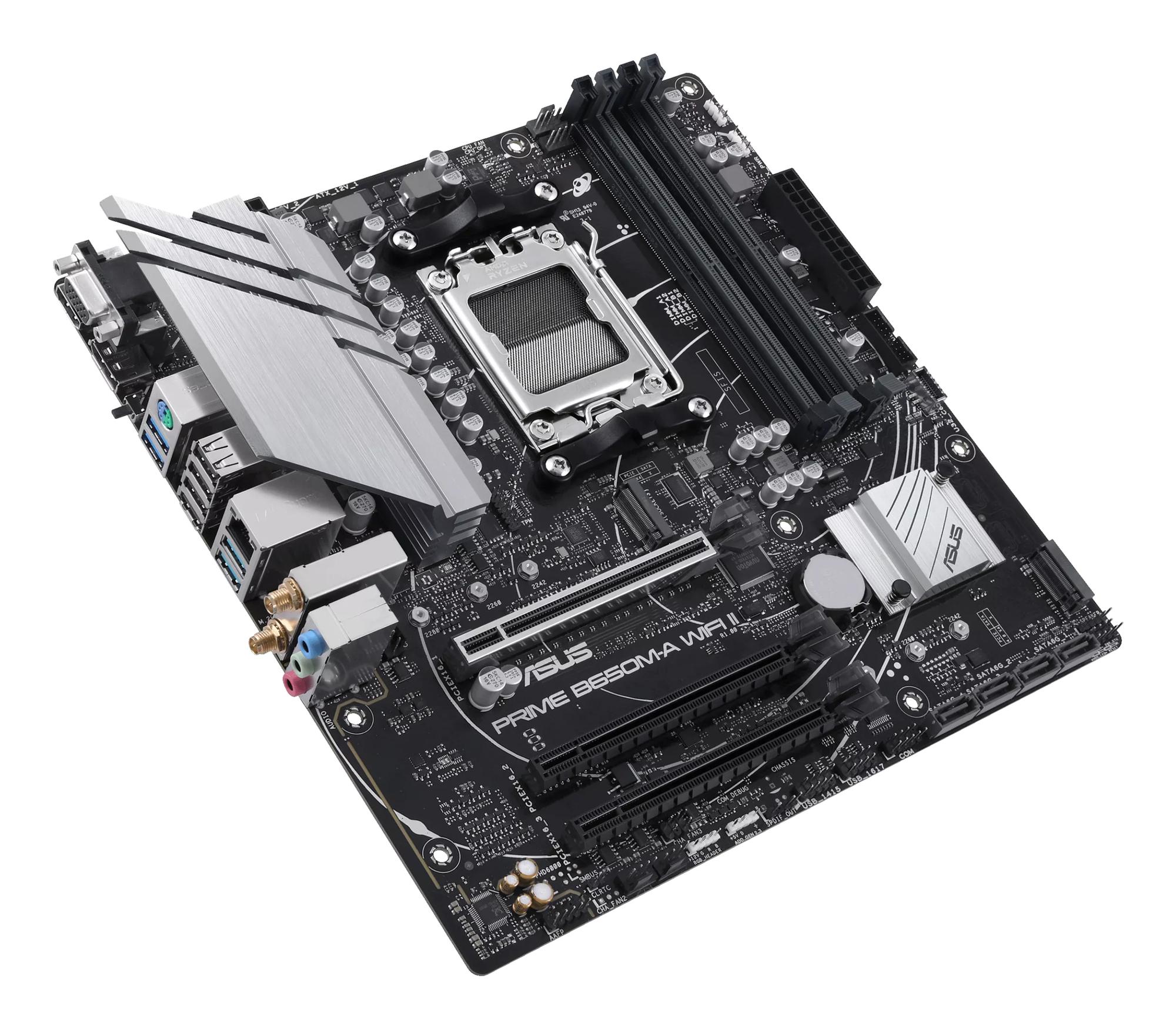 Pllakë Amë ASUS PRIME B650M-A WIFI II / AMD B650 / AM5 / Micro-ATX / DDR5 / PCIe 5.0 / Wi-Fi 6 / 2.5GbE