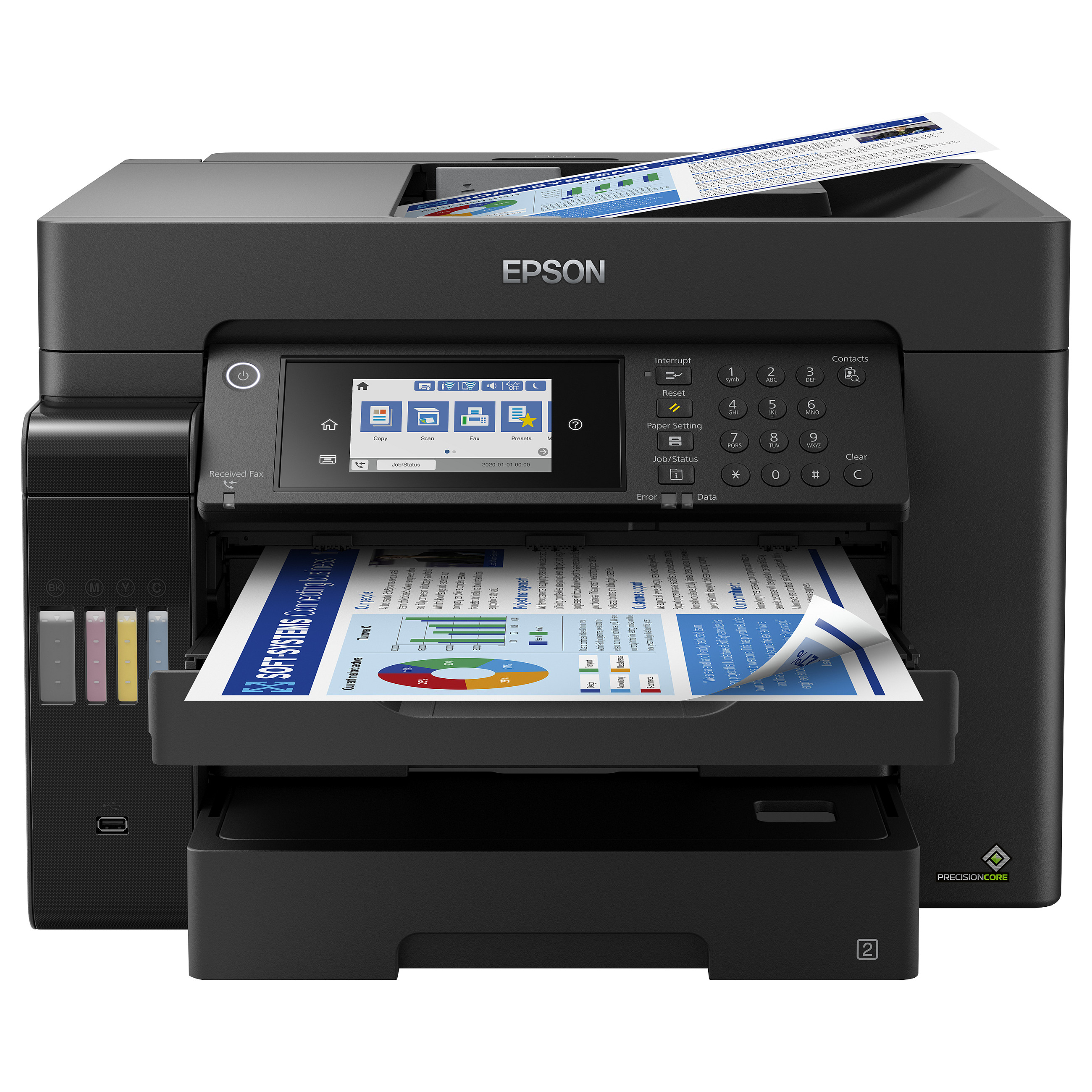 Printer Multifunksional Inkjet me Ngjyra Epson EcoTank ET-16655, A3+, 32 ppm, Duplex Automatik, Wi-Fi, Ethernet, USB – Zezë