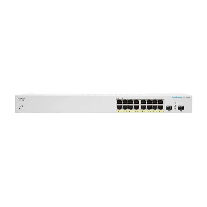 Cisco CBS220-16P-2G Smart Managed 16-Port Gigabit PoE+ Switch me 2x SFP Uplink Rackmount 130W EU