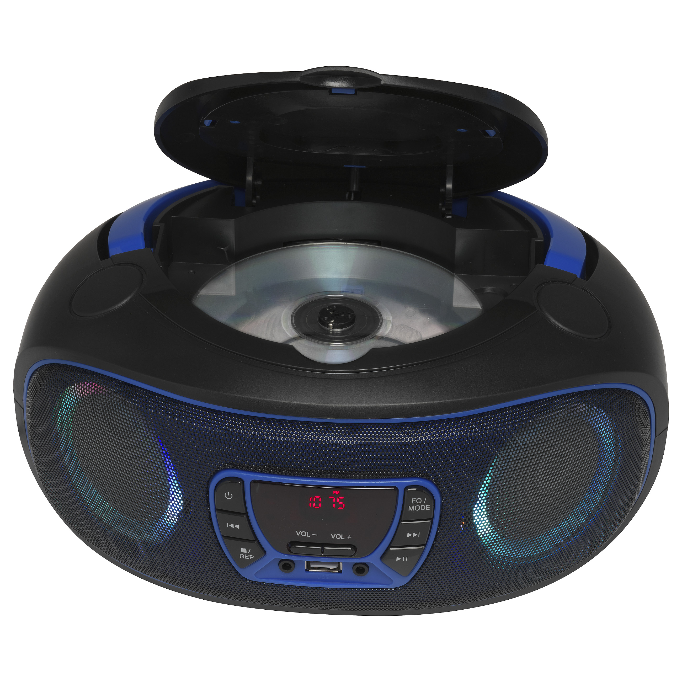CD Player portativ Denver TCL-212BT, Bluetooth, FM, 4W, Jack 3.5 mm - Zezë dhe Blu 3