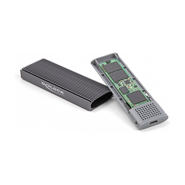 Delock 42019 External M.2 SSD Enclosure / NVMe PCIe + SATA / USB Type-C / 10Gbps / Tool-Free / 2230-2280 8