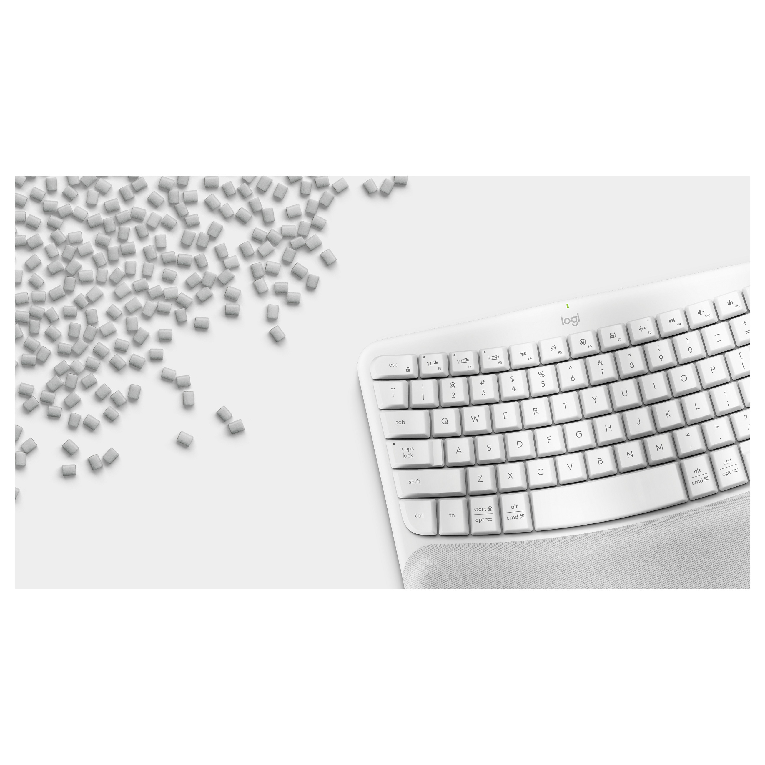 Tastierë pa kabllo Logitech Wave Keys / QWERTY / Membrane / RF Wireless + Bluetooth - Bardhë thumbnail 4