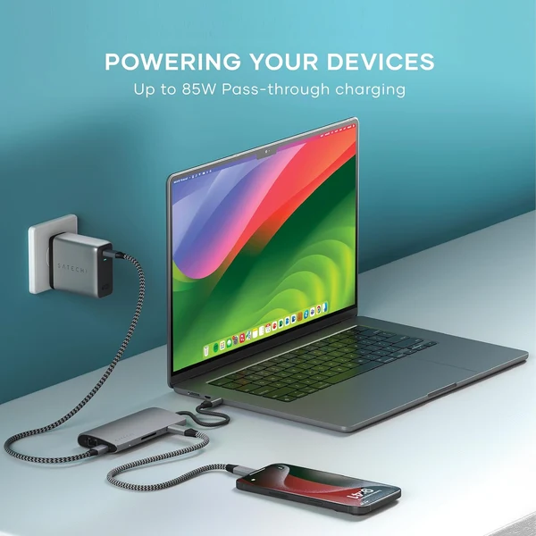 Hub Satechi ST-P8KEM / 4x USB-C / 1x HDMI 8K / Ethernet / SD / 1x USB-C 85W – Hiri 5