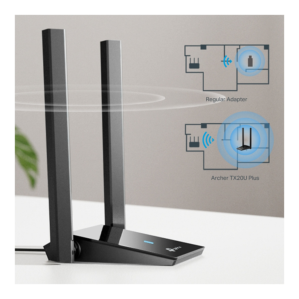 TP-Link Archer TX20U Plus AX1800 Wi-Fi 6 USB Adapter / Dual-Band / 2× High-Gain Antennas / USB 3.0 5