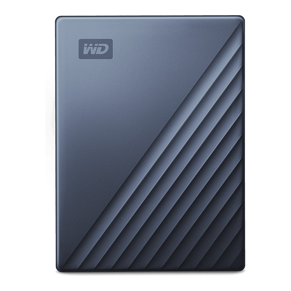 External HDD WD My Passport Ultra, 5TB, 2.5″, USB-C, USB 3.2 Gen 1, deri në 5 Gbit/s, Enkriptim AES 256-bit – Blu