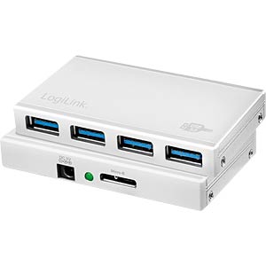 Hub USB-A LogiLink UA0421, 4x USB-A, USB 3.0, 5Gbps, furnizim me energji - Bardhë 3
