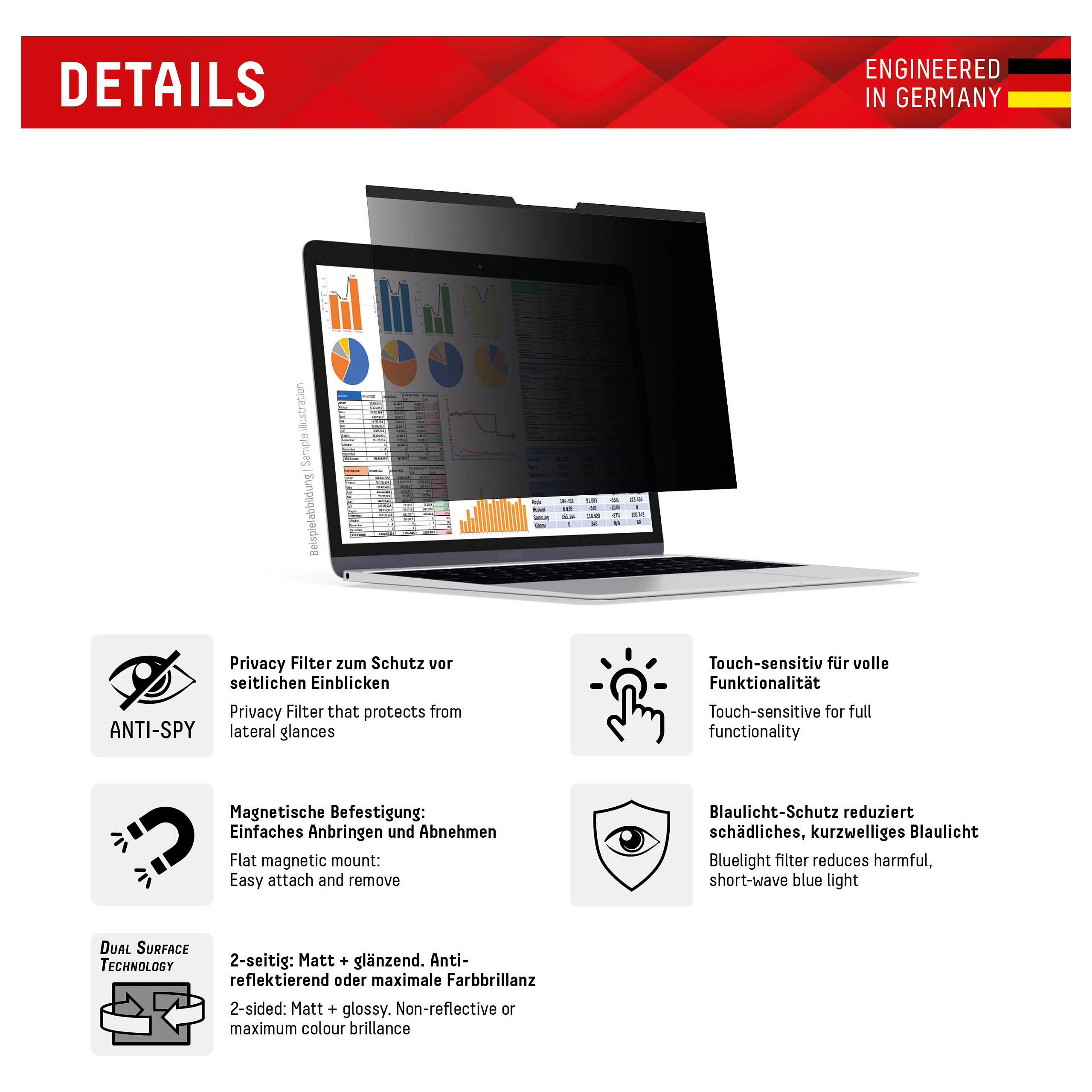 Filtër Privatësie DISPLEX Privacy Safe për Laptop 15.6” (16:9) - Zezë thumbnail 2