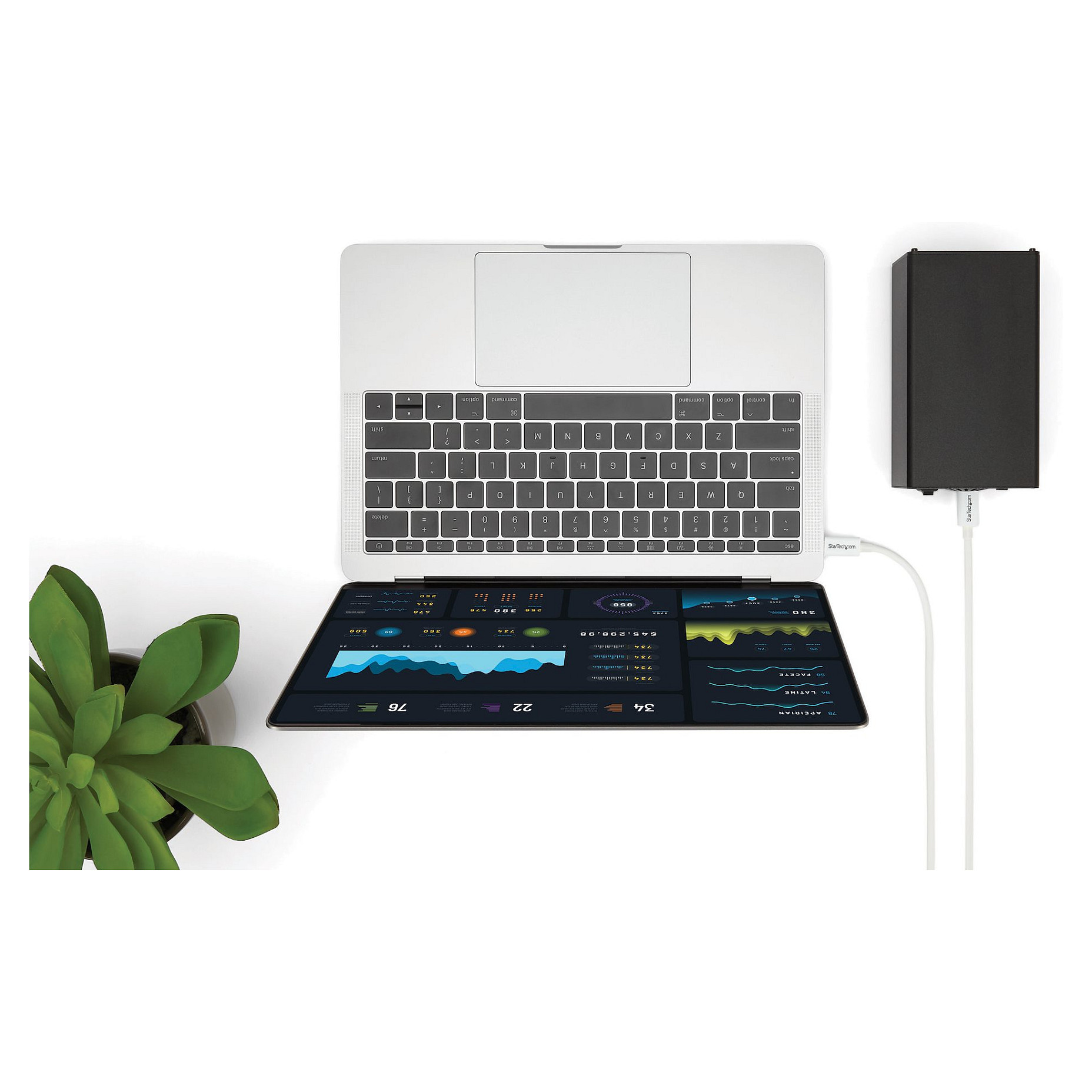 Kabllo Thunderbolt 3 / 20 Gbit/s / 2 m – Bardhë thumbnail 3