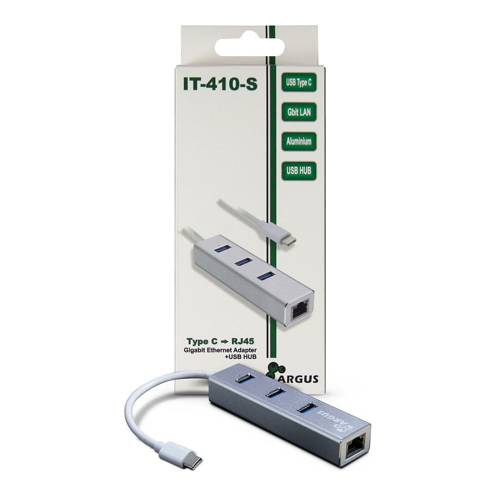 Hub USB Inter-Tech Argus IT-410-S / USB Type-C / 3× USB 3.0 / Gigabit LAN / RJ45 - Gri 4