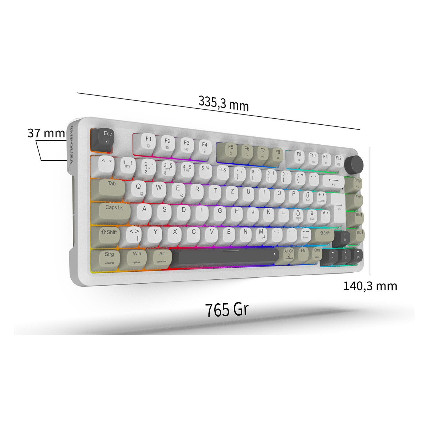Tastierë Gaming Inca IKG-455 / Wired & Wireless / QWERTY / Mekanike / RGB LED / USB + RF Wireless + Bluetooth - Bardhë 7