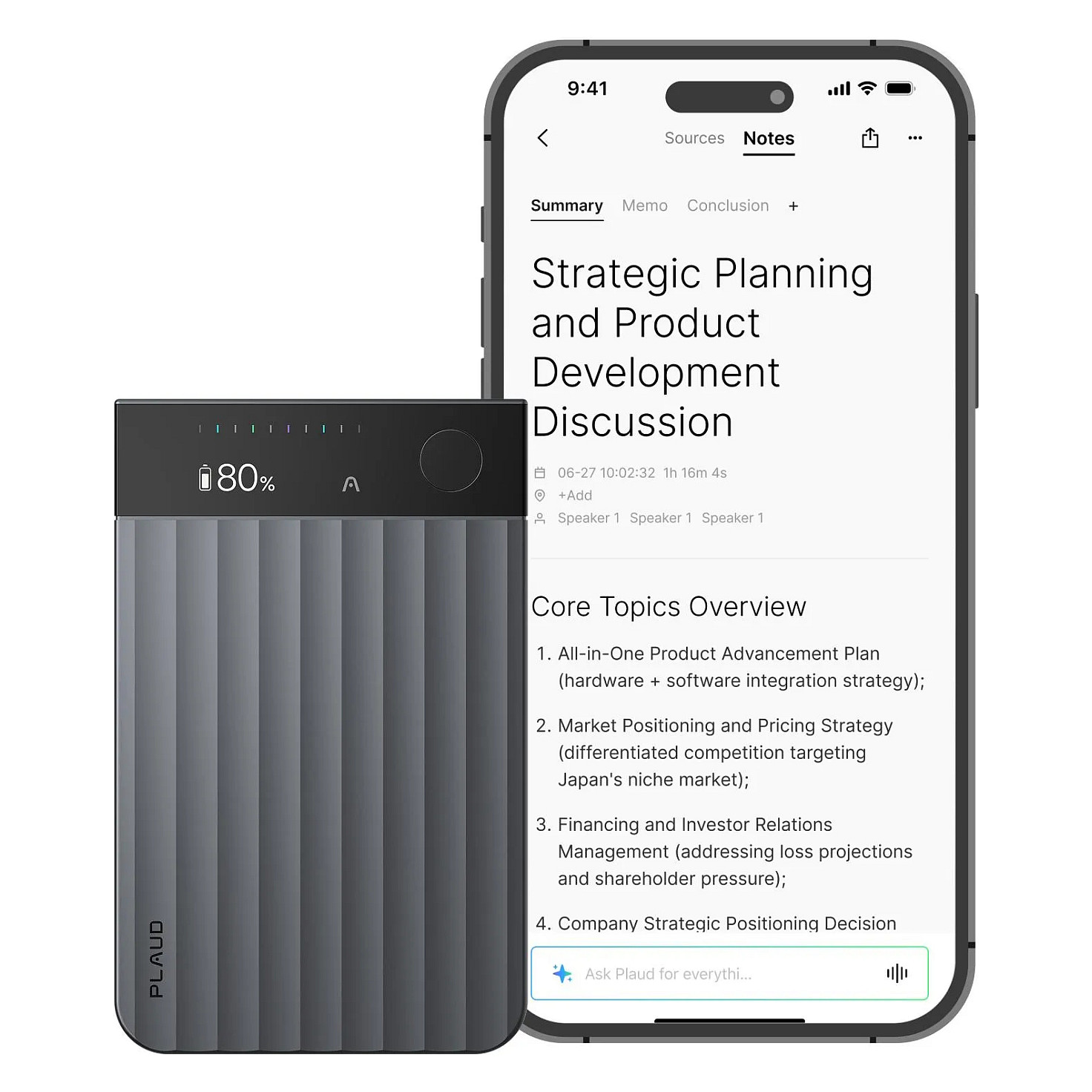 Regjistrues Zëri PLAUD Note Pro / AI / 64GB / AMOLED 0.95" / 50 Orë – Zezë 3