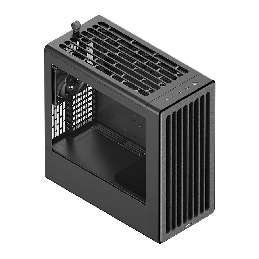 Kasë HAVN BF 360 / E-ATX Mid-Tower / 2xUSB Type-A + USB Type-C / Xham i Temperuar + Panel Mesh – Zezë thumbnail 4