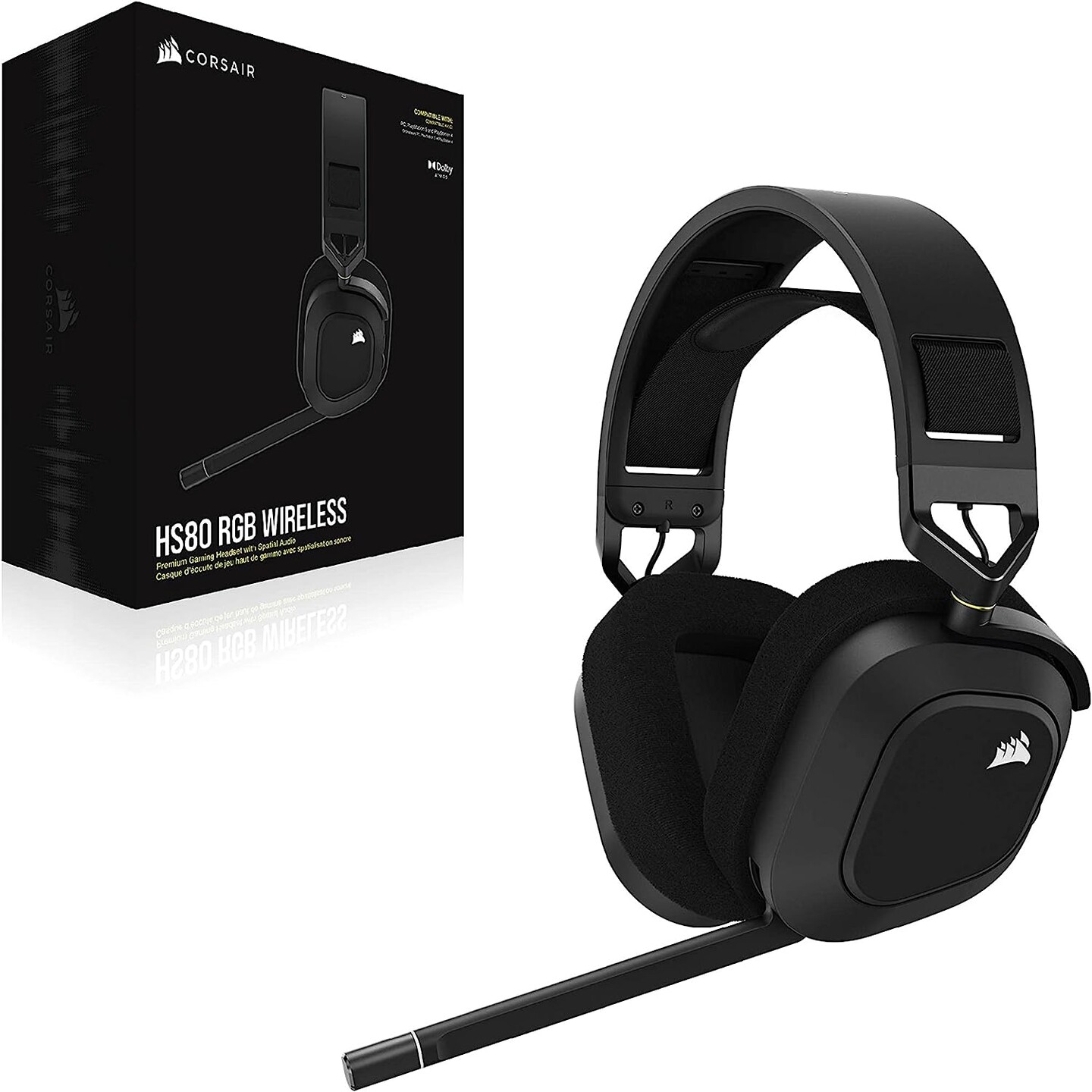 Kufje Gaming Corsair HS80 MAX Wireless, 2.4GHz, Bluetooth, 50mm, Dolby Atmos, RGB, Mikrofon - Zezë 4