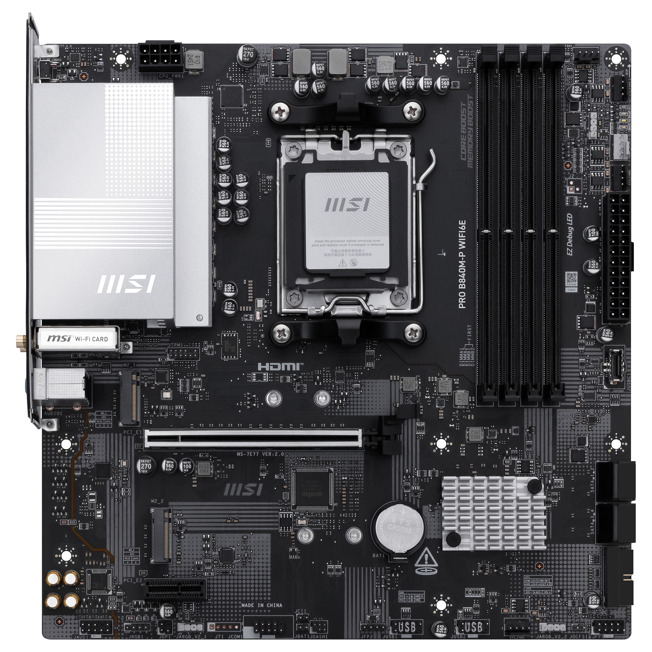 Pllakë Amë AMD AM5 MSI B840M P Pro / DDR5 / mATX / HDMI