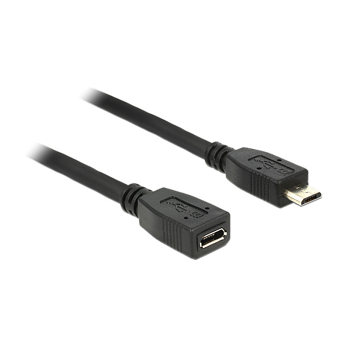 Kabllo USB DeLOCK 83567, USB Micro-B Mashkull në USB Micro-B Femër, 50 cm, USB 2.0, 480 Mbps – Zezë 2