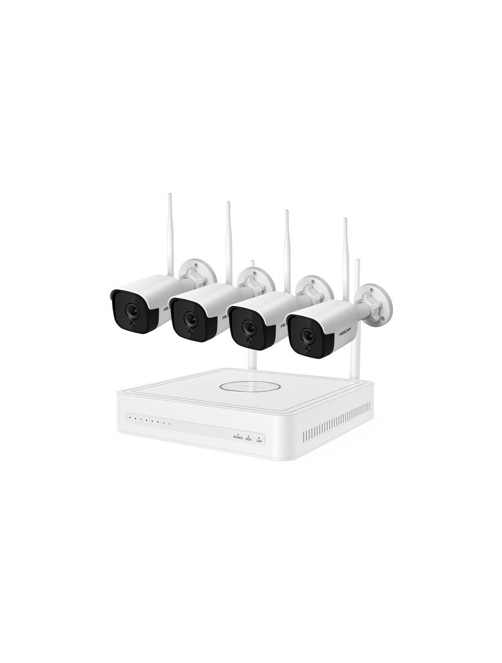 Sistem Kamerash Sigurie IP CCTV Foscam FN9108W-B4-2T, 4×5MP Bullet, 8-Kanal NVR, Wi-Fi 6, 2TB HDD, Mesh, AI, IP66 - Bardhë