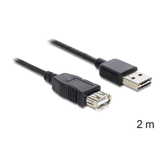 Kabllo USB DeLOCK 83371, USB-A mashkull në USB-A femër, 2 m, USB 2.0, EASY-USB – Zezë 2