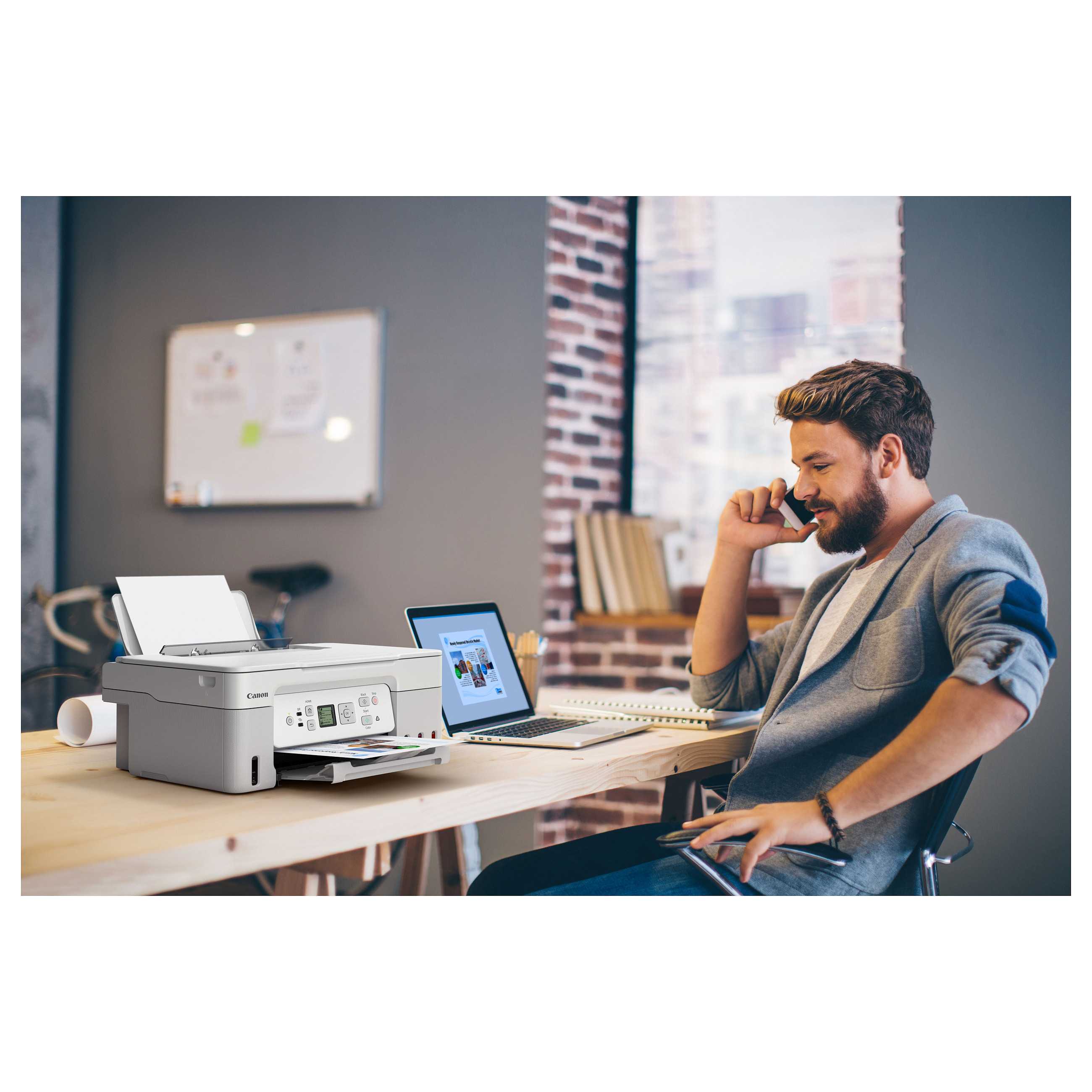 Printer Multifunksional Canon PIXMA G3571 / 3‑in‑1 / 11ppm / Wi-Fi – Bardhë thumbnail 3