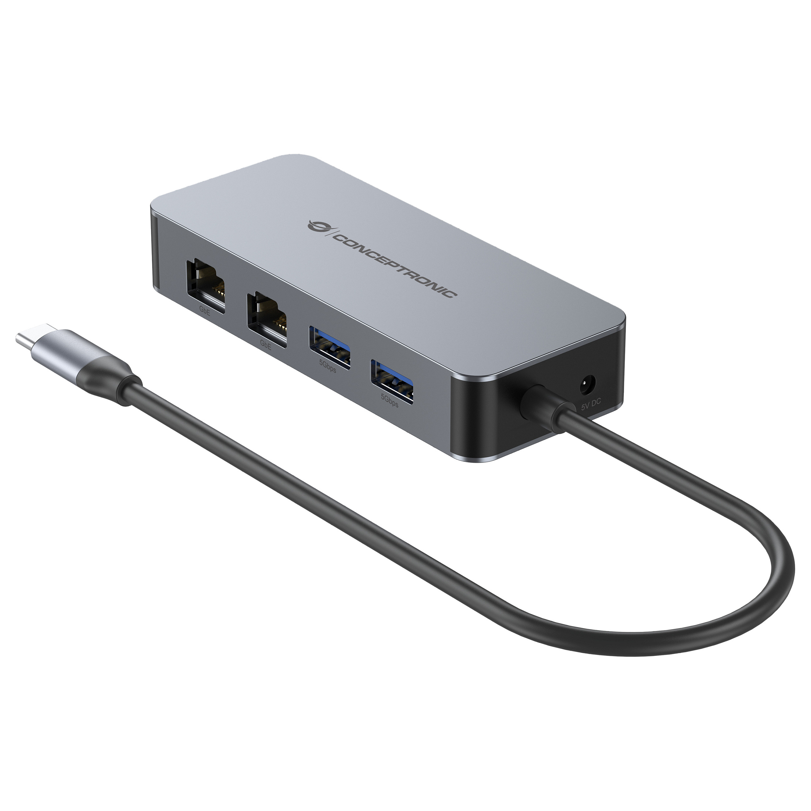 Adapter Conceptronic ABBY24G, USB-C, 2x RJ45 Gigabit, 2x USB-A 3.2 Gen 1, 5Gbps - Hiri 2