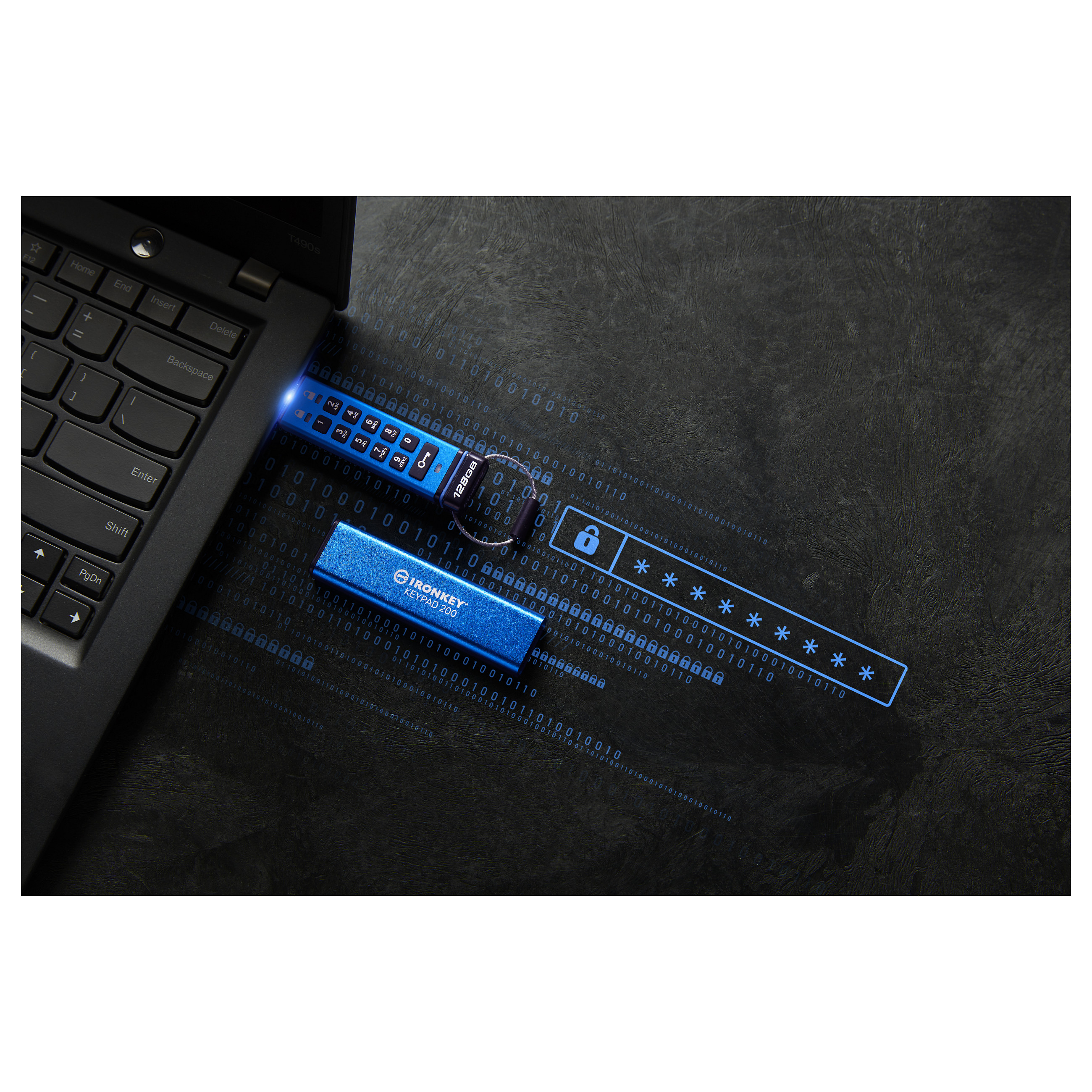 USB Flash Drive / Kingston / IronKey Keypad 200 / 128GB / Blu thumbnail 6