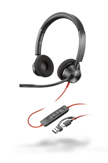 Kufje me kabllo HP Poly Blackwire 3320 / On-Ear / USB-C + USB-A / 32mm / 131g – Zezë 2