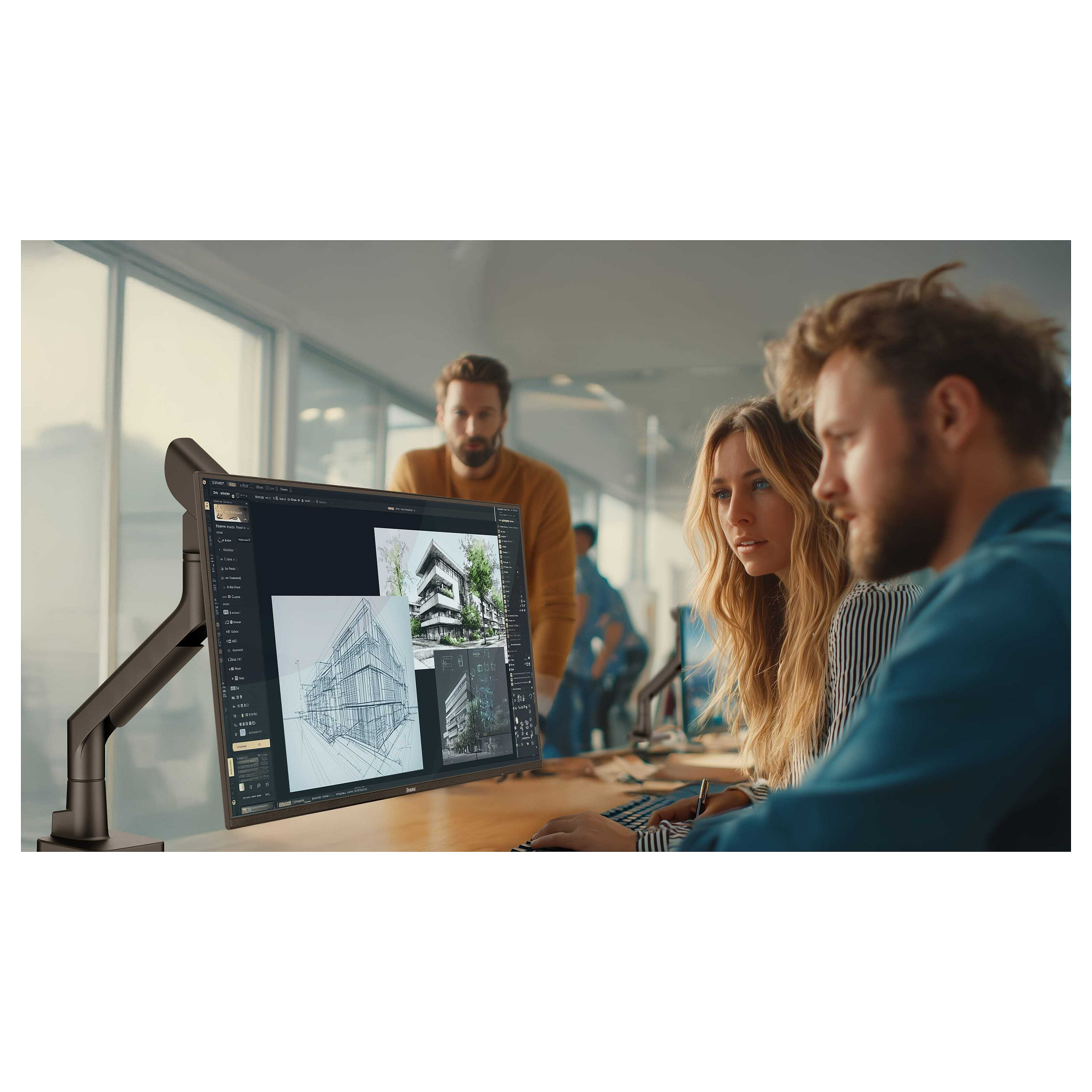 Mbajtëse për Monitor iiyama DS6001C-B1 / 1 Monitor / 17–49" / 2–27kg / VESA 75x75 & 100x100 / Gas Spring / Rotacion 360° - Zezë 9
