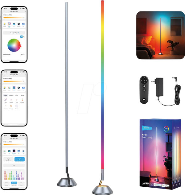 Dritë e Mençur Neewer NF01, RGBW, 1500lm, 1800-6500K, 160cm, Smart, Bluetooth - Hiri