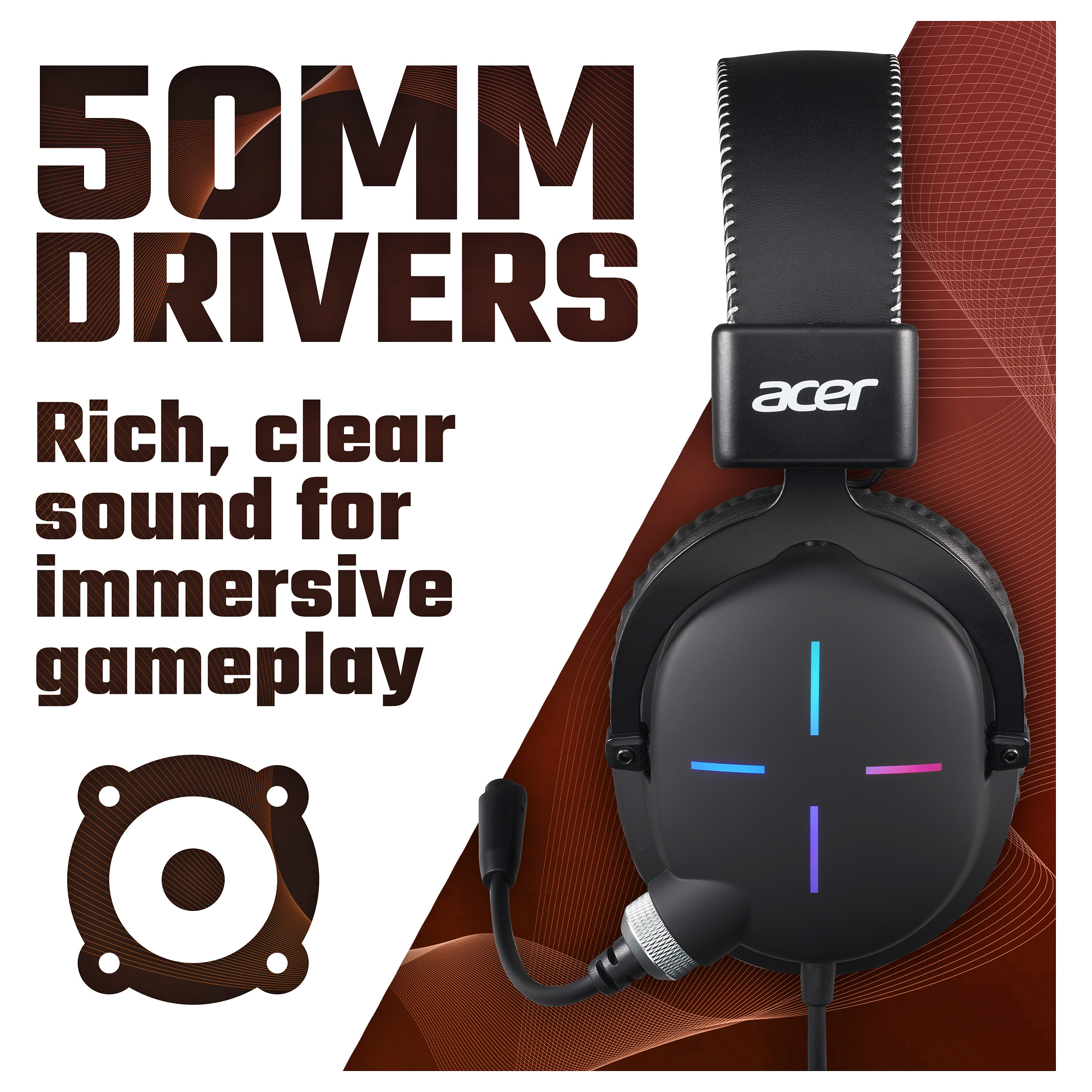 Kufje Gaming Acer Nitro Headset II NHW200 / Wired / 50 mm / 3.5 mm / Mikrofon / Kabllo 2.1 m – Zezë 2
