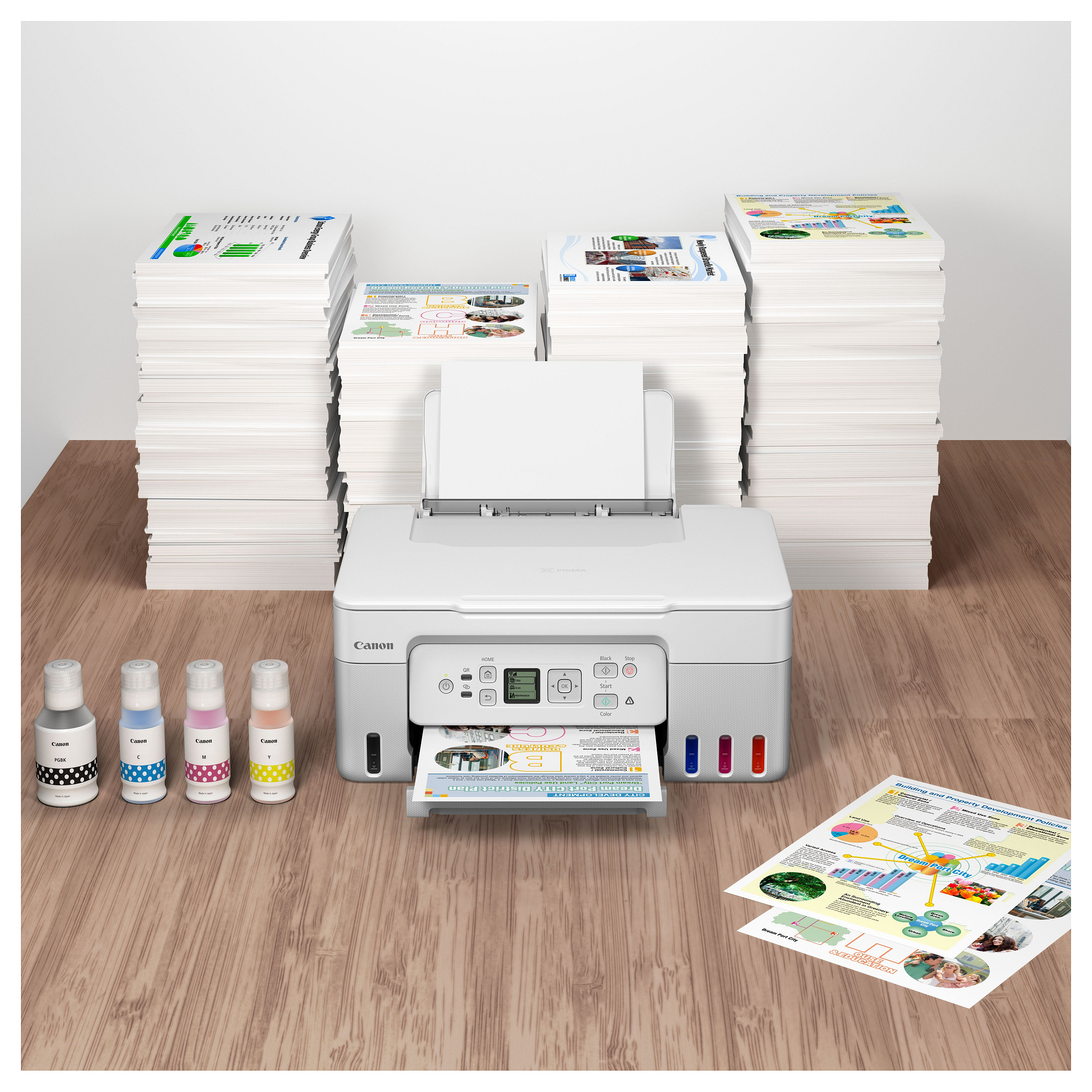 Printer Multifunksional Canon PIXMA G3571 / 3‑in‑1 / 11ppm / Wi-Fi – Bardhë thumbnail 4