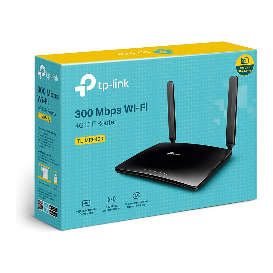 TP-Link, TL-MR6400, Ruter 4G LTE Cat 4, Wi-Fi 4 N300, 2.4 GHz, 1× LAN/WAN + 3× LAN 10/100 Mbps, Nano-SIM – Zezë 4
