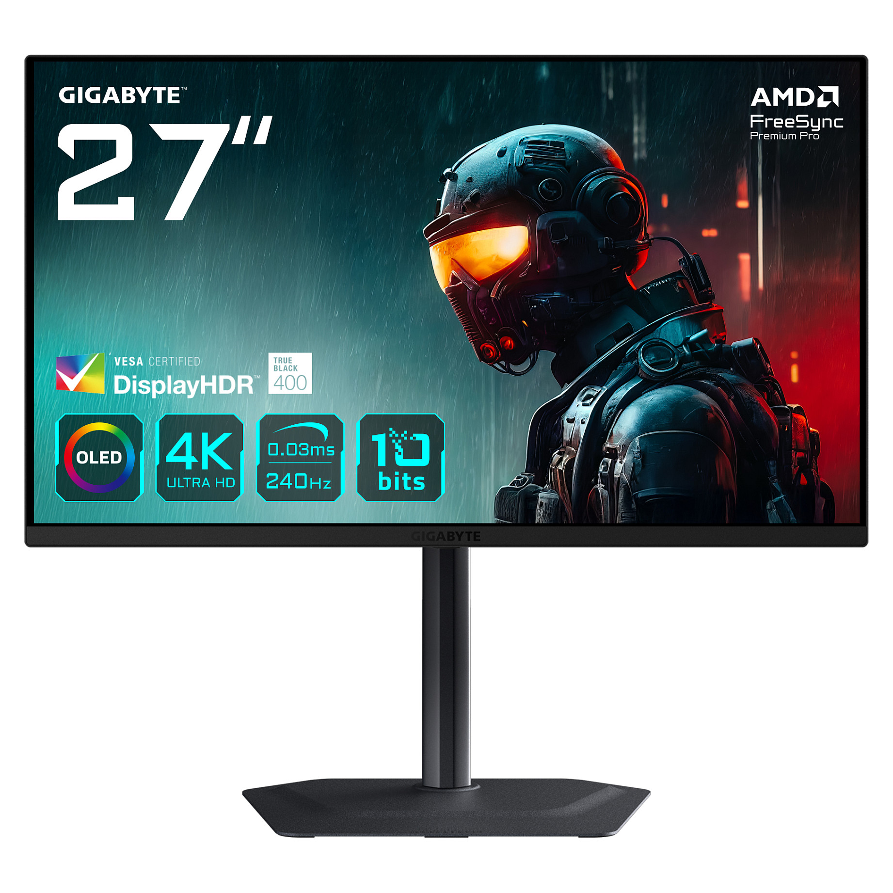 Monitor Gaming Gigabyte MO27U2, 27", 4K UHD QD-OLED, 240Hz, 0.03ms, HDR, HDMI 2.1 + DisplayPort - Zezë