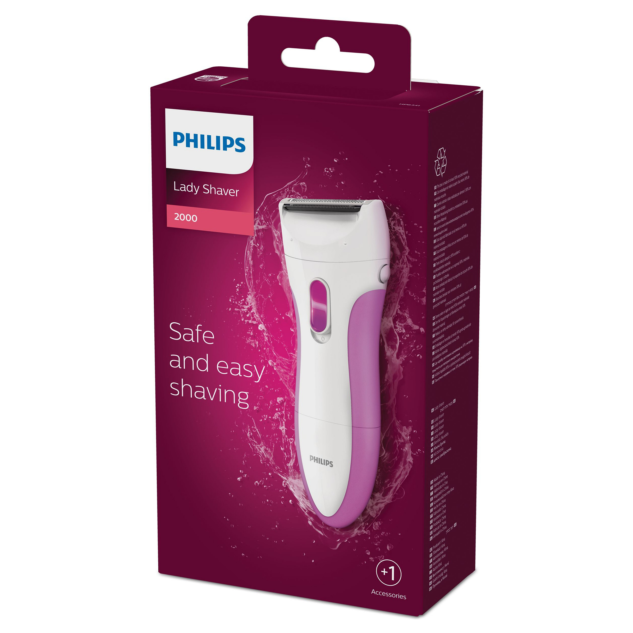 Makinë depilimi Philips SatinShave Essential HP6341/00, Wet & Dry, Pa Kabllo, 2 × AA – Bardhë/Rozë 5